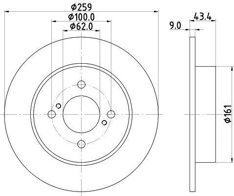 98200 2423 0 1 MINTEX 259x9mm, 04/06x100, solid Ø: 259mm, Brake Disc Thickness: 9mm Brake rotor MDC2383 buy
