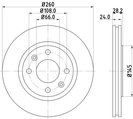 MINTEX MDC868 Brake disc 260x24mm, 04/06x108, Externally Vented