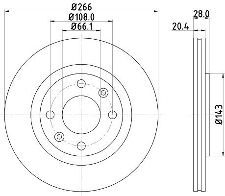 98200 0481 MINTEX 266x20,4mm, 04/06x108, Externally Vented Ø: 266mm, Brake Disc Thickness: 20,4mm Brake rotor MDC990 buy
