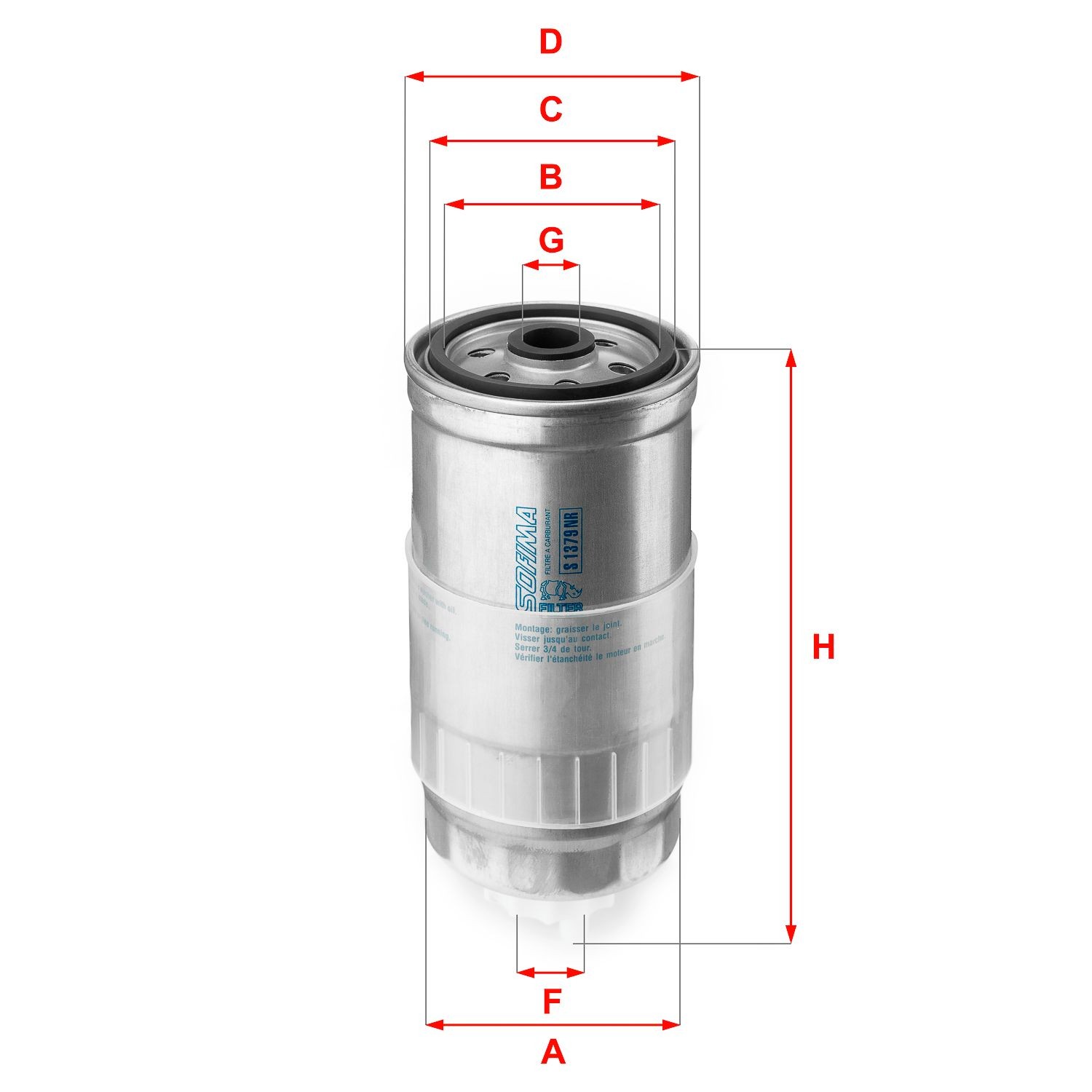 SOFIMA Filter Insert Height: 186,5mm Inline fuel filter S 1379 NR buy