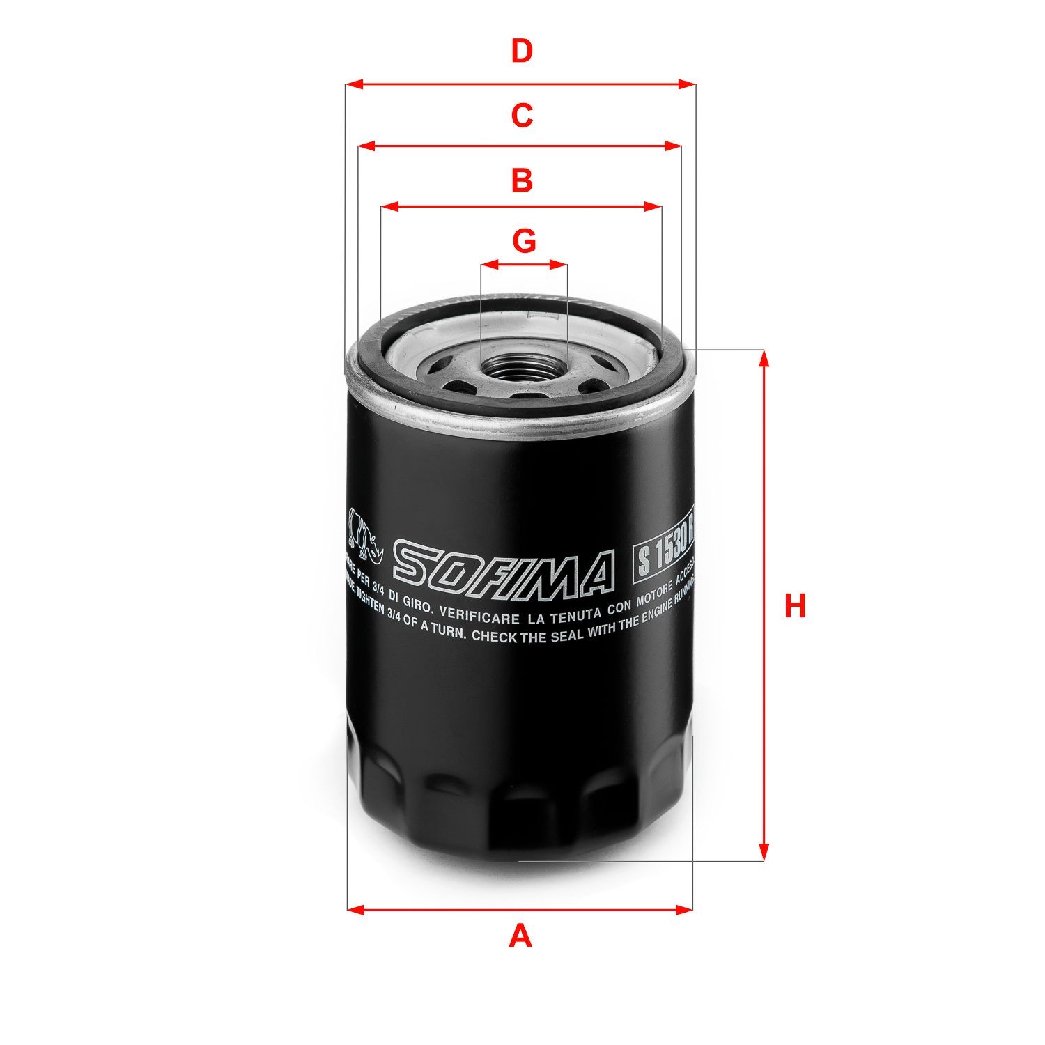 SOFIMA S 1530 R Oil filter 3/4-16 UNF, with one anti-return valve, Spin-on Filter