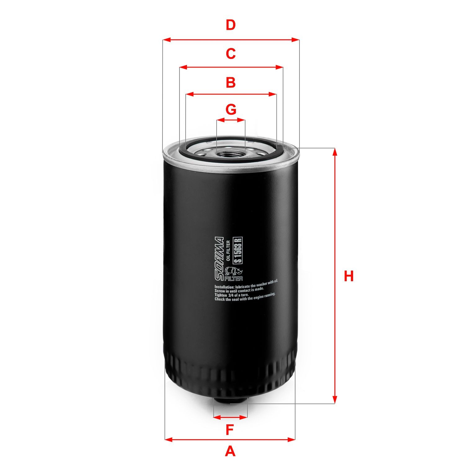 SOFIMA S 1563 R Oil filter 3/4-16 UNF, with one anti-return valve, Spin-on Filter