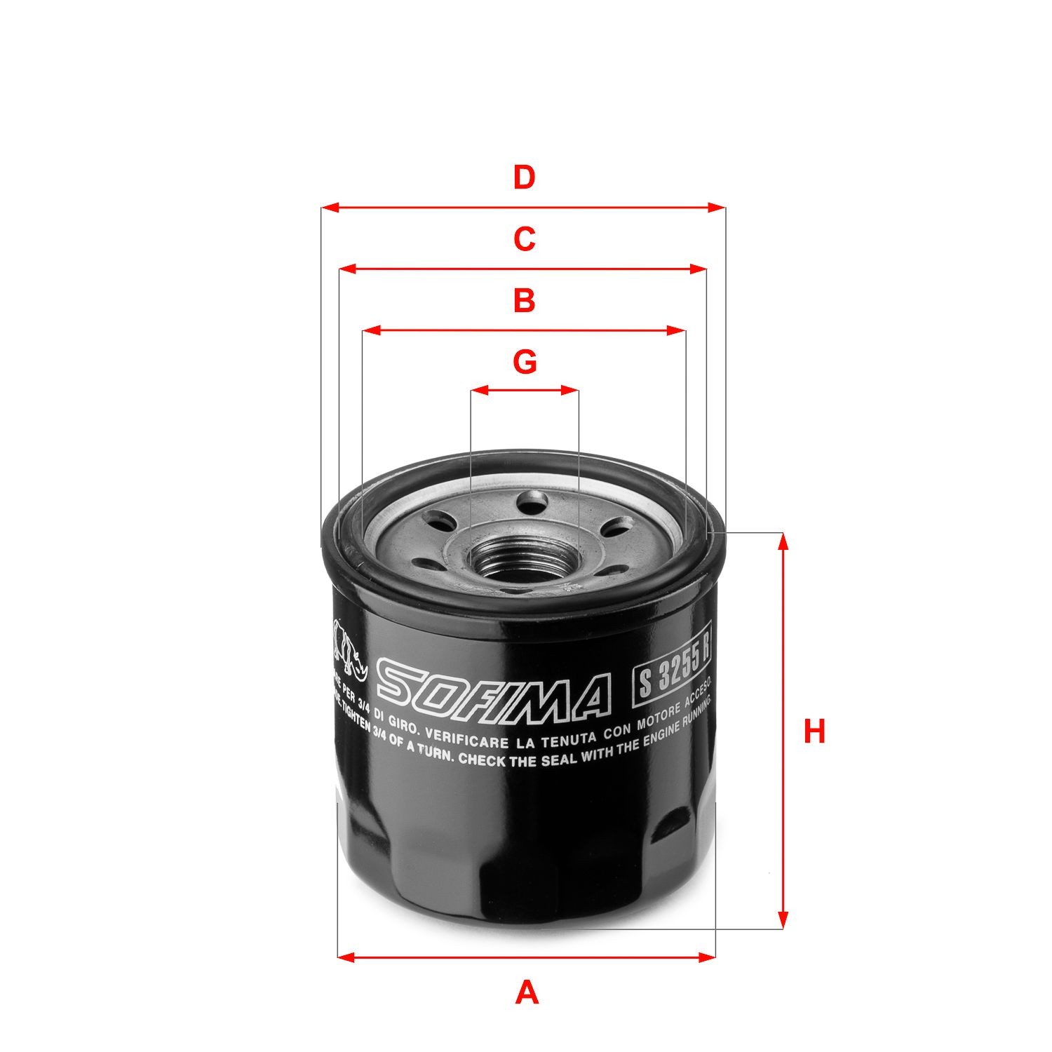 SOFIMA S 3255 R Oil filter 3/4-16 UNF, with one anti-return valve, Spin-on Filter