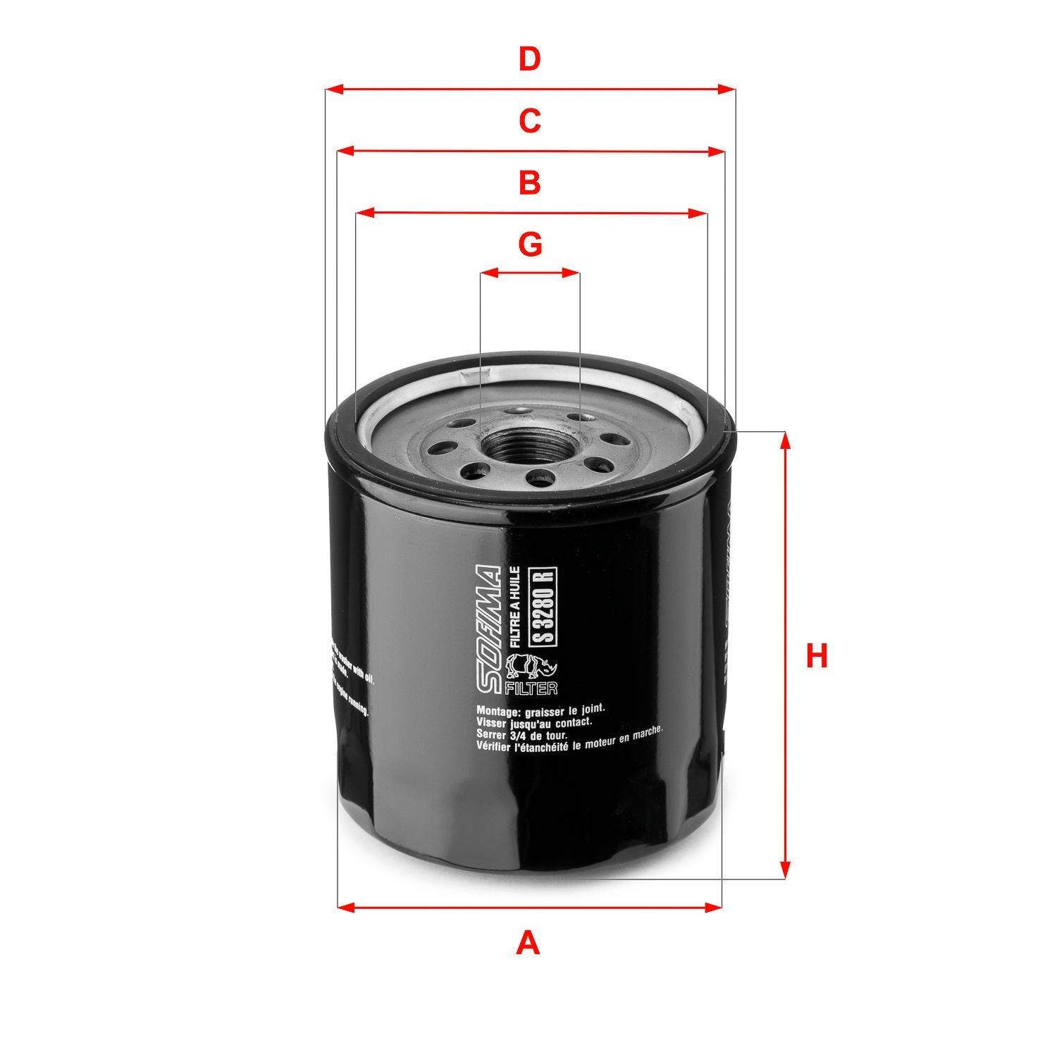 SOFIMA S 3280 R Oil filter M 22 X 1,5, with one anti-return valve, Spin-on Filter