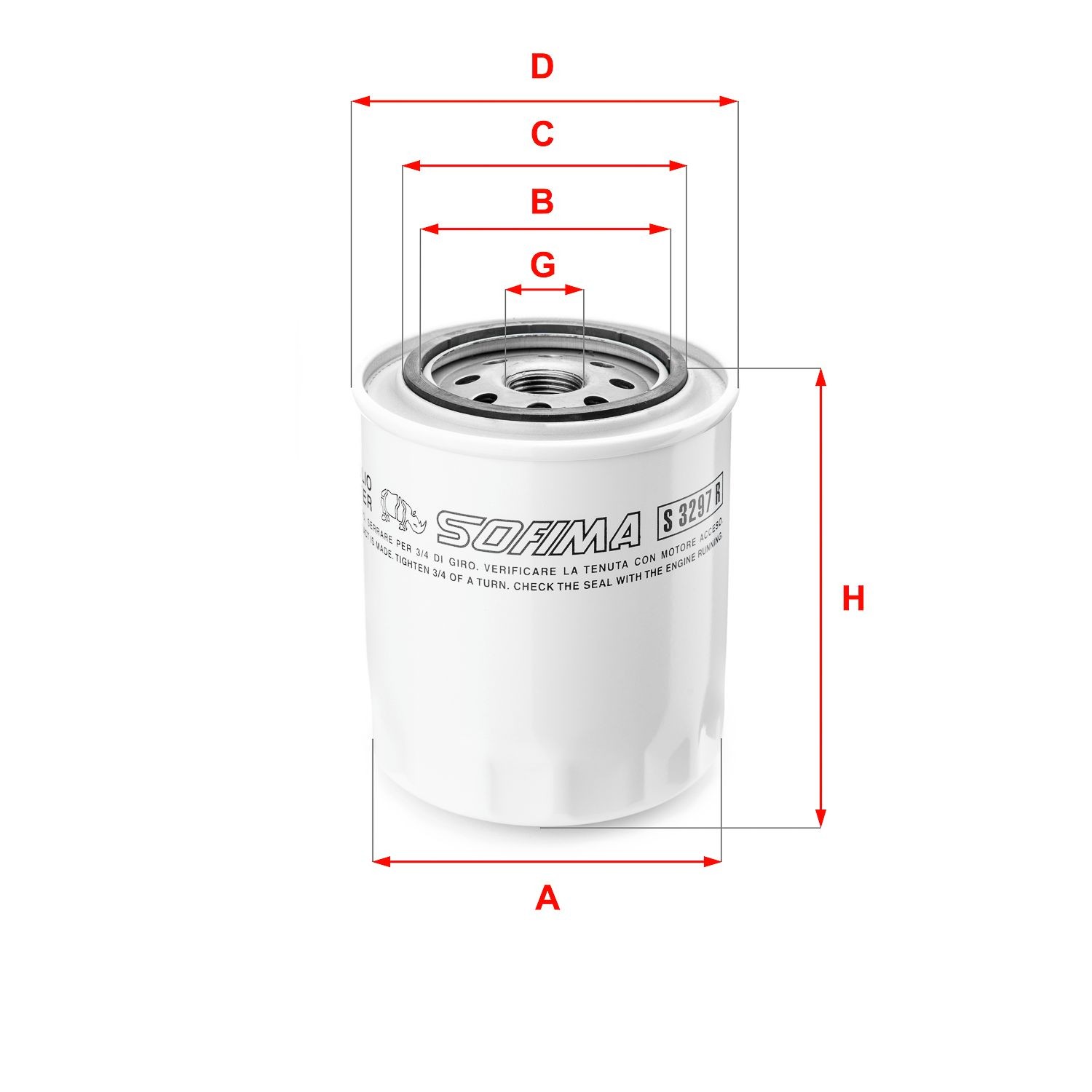 SOFIMA 3/4-16 UNF, with one anti-return valve, Spin-on Filter Inner Diameter 2: 62mm, Outer Diameter 2: 72mm, Ø: 96, 97mm, Height: 110mm Oil filters S 3297 R buy