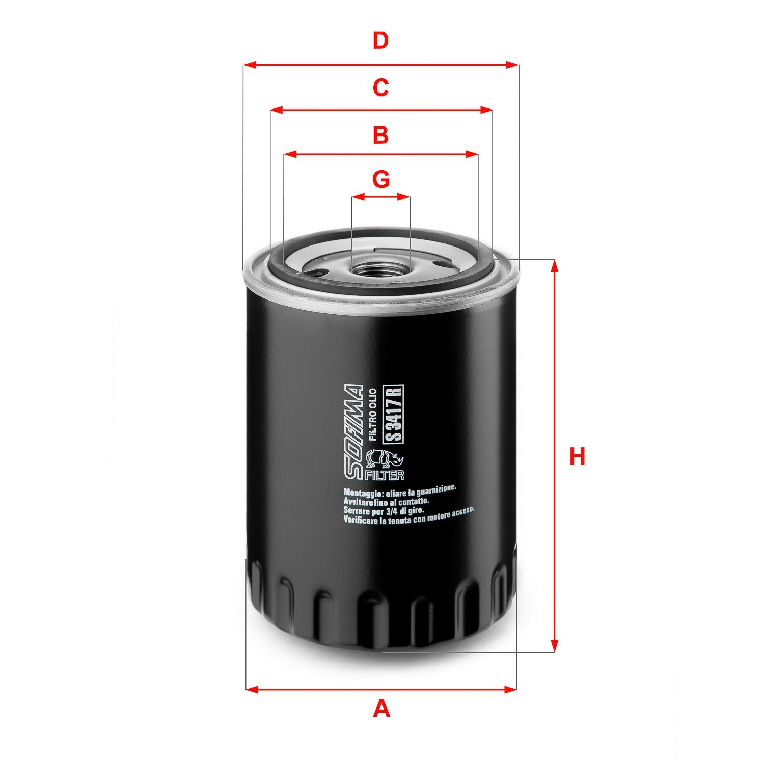 SOFIMA S 3417 R Oil filter 3/4-16 UNF, with one anti-return valve, Spin-on Filter