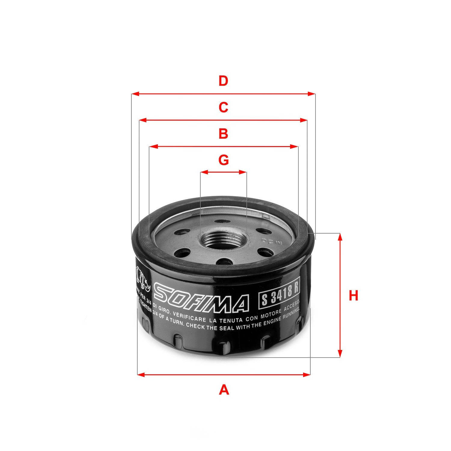SOFIMA S 3418 R Oil filter M 20 X 1,5, with one anti-return valve, Spin-on Filter