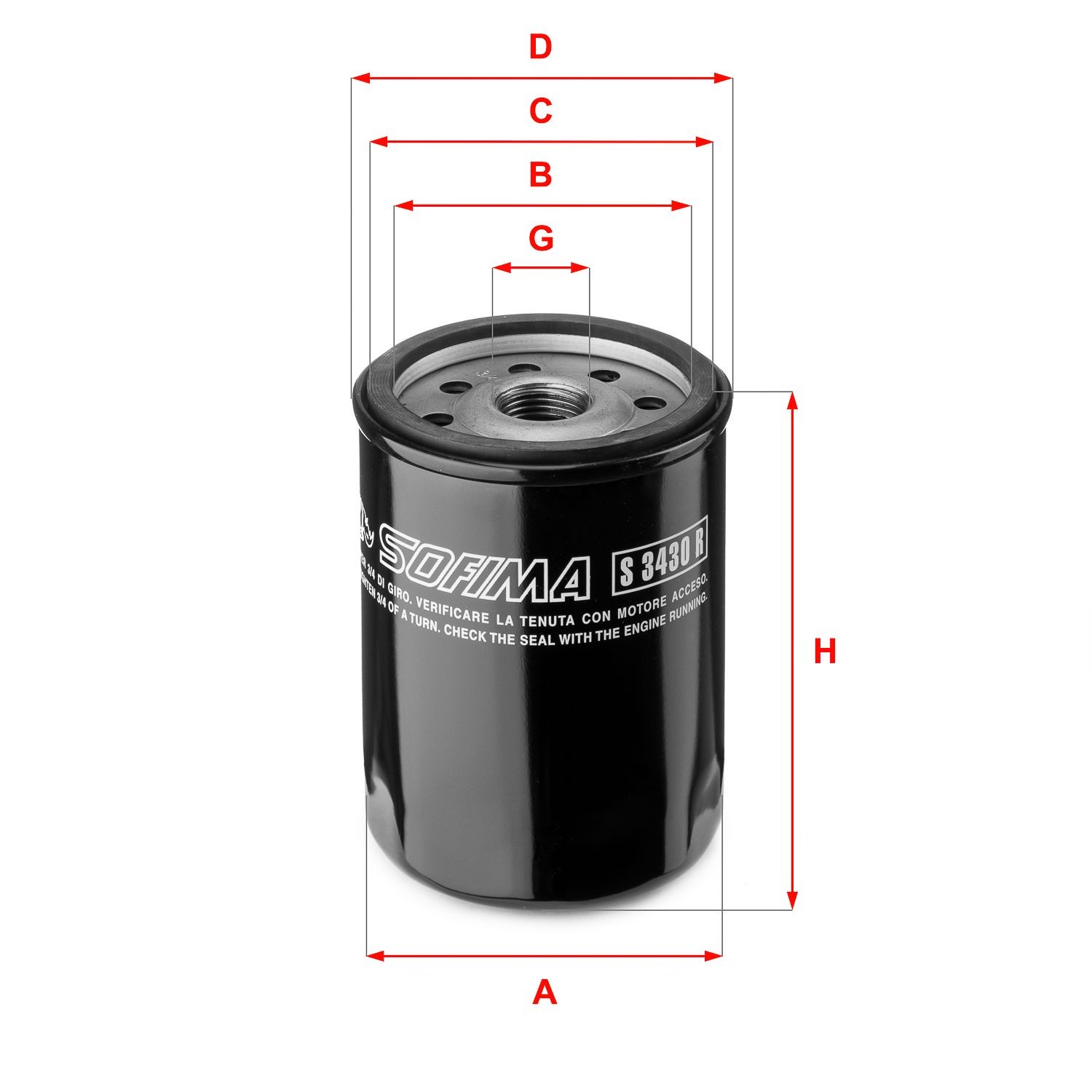 SOFIMA S 3430 R Oil filter 3/4-16 UNF, with two anti-return valves, Spin-on Filter