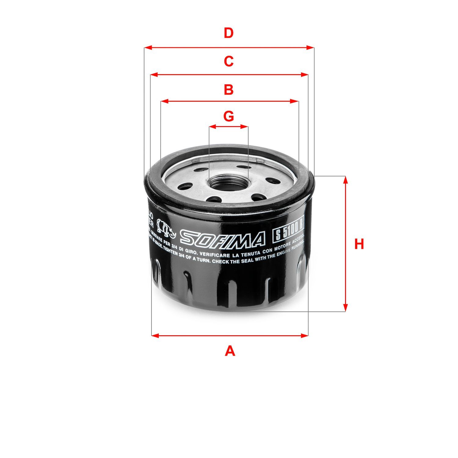 SOFIMA S 5100 R Oil filter 3/4-16 UNF, with one anti-return valve, Spin-on Filter