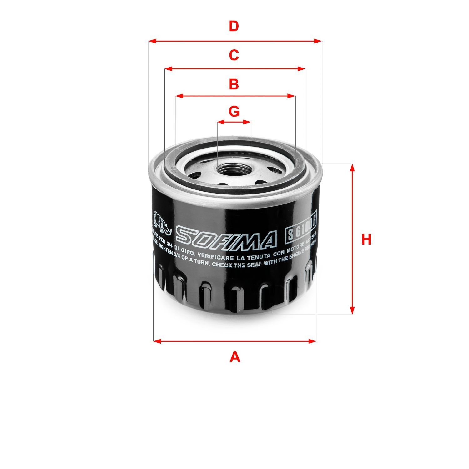 SOFIMA 3/4-16 UNF, with one anti-return valve, Spin-on Filter Inner Diameter 2: 61,5mm, Outer Diameter 2: 71,5mm, Ø: 87, 89mm, Height: 73,5mm Oil filters S 6100 R buy
