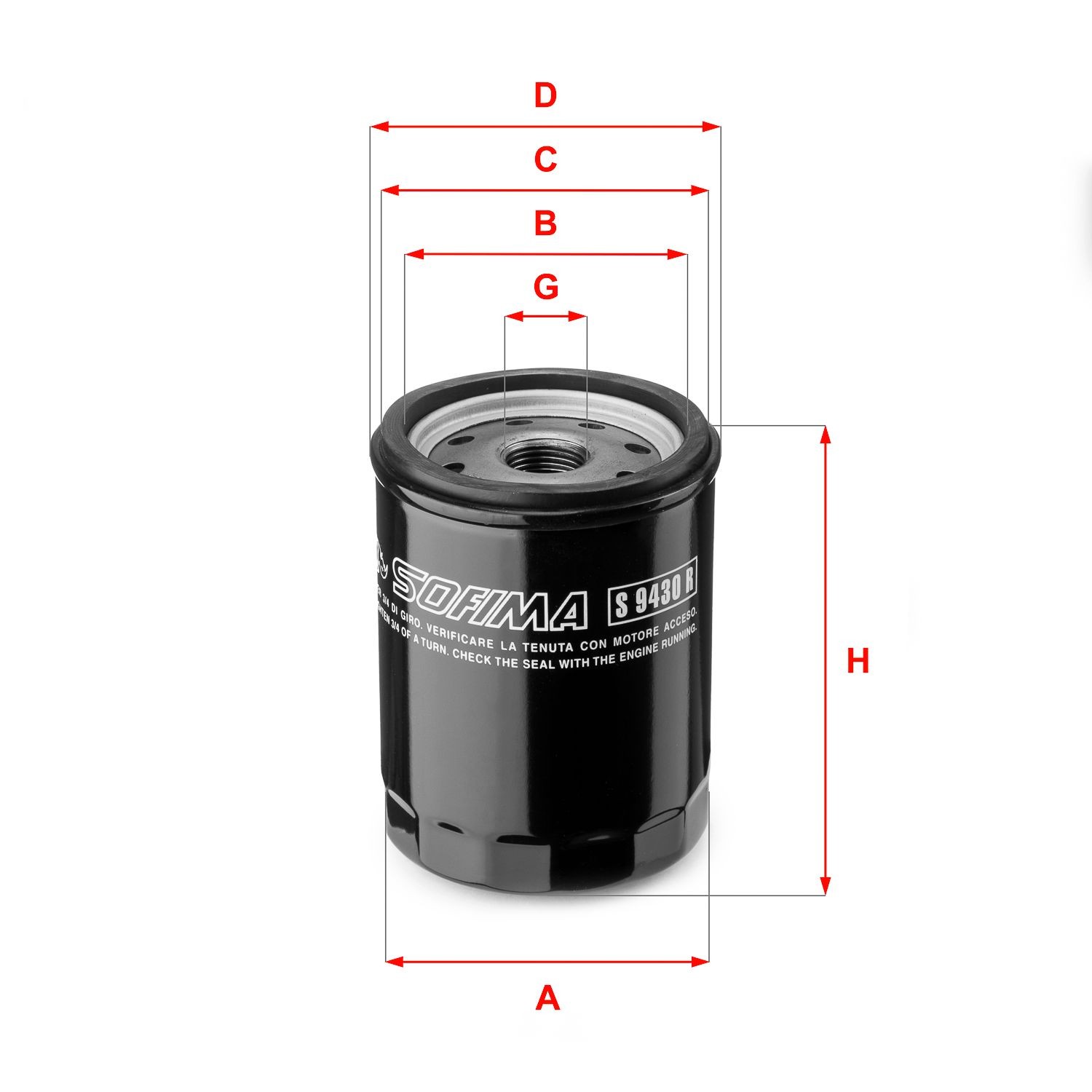 SOFIMA S 9430 R Oil filter 3/4-16 UNF, with one anti-return valve, Spin-on Filter