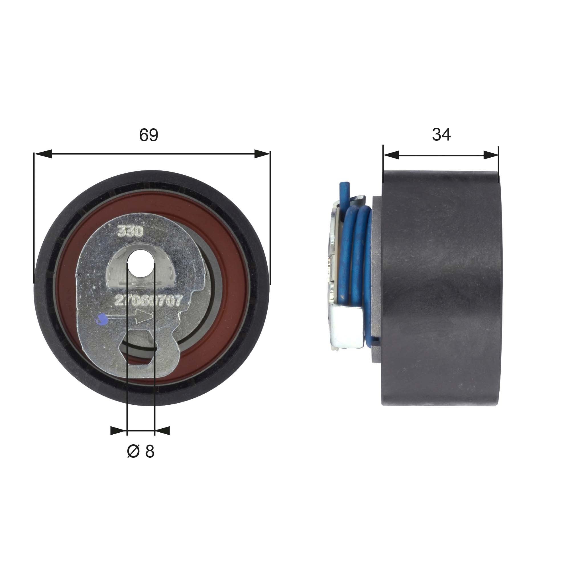 GATES T43163 Timing belt tensioner pulley G-Force Redline™ CVT Belt