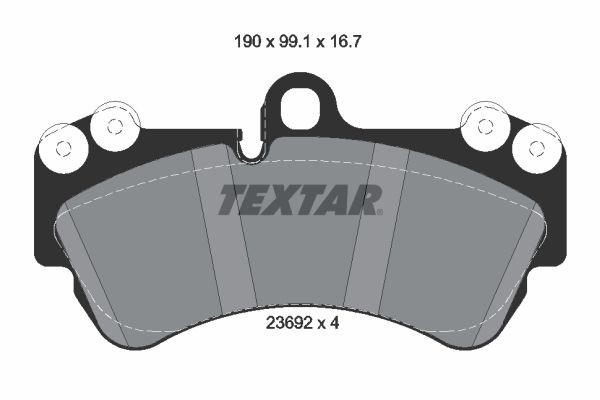 23692 TEXTAR prepared for wear indicator, with counterweights Height: 99,1mm, Width: 190mm, Thickness: 16,7mm Brake pads 2369202 buy
