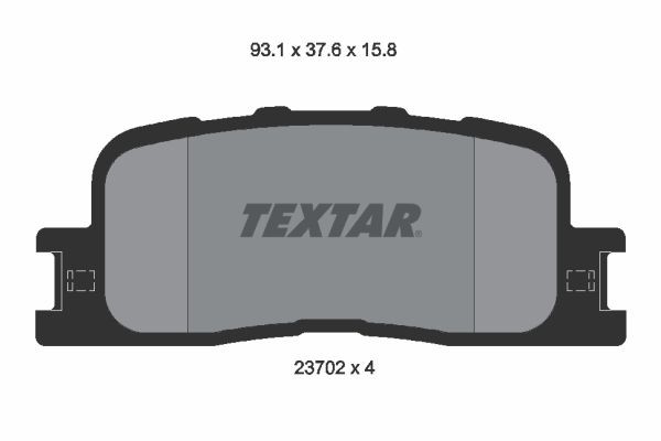 23702 TEXTAR not prepared for wear indicator Height: 37,8mm, Width: 92,9mm, Thickness: 15,8mm Brake pads 2370201 buy