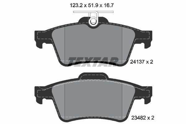 2413701 Set of brake pads 7874D1095 TEXTAR prepared for wear indicator