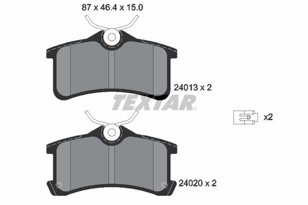 TEXTAR 2401301 Brake pad set incl. wear warning contact, with accessories