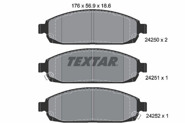 24250 TEXTAR with acoustic wear warning Height: 57mm, Width: 175,8mm, Thickness: 18,6mm Brake pads 2425001 buy