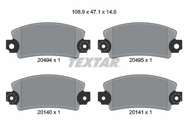 20140 TEXTAR 2049401 Brake pad set 9 938 109
