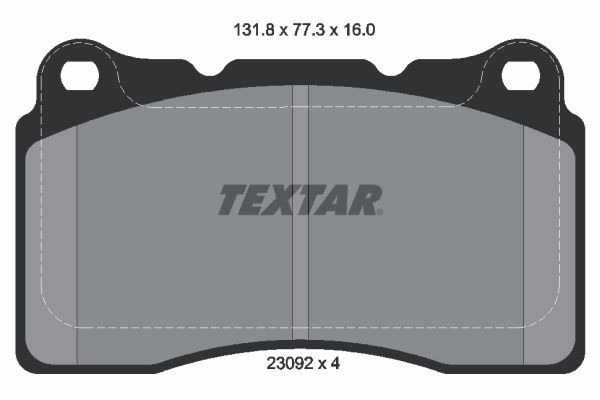 2309216004 TEXTAR nicht für Verschleißwarnanzeiger vorbereitet Höhe: 77,3mm, Breite: 131,8mm, Dicke/Stärke: 16mm Bremsbelagsatz 2309203 günstig kaufen