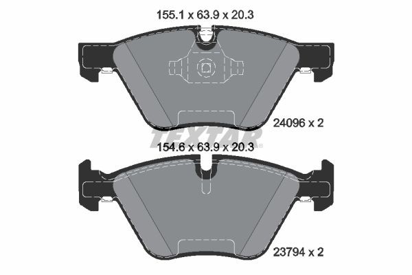 23794 TEXTAR prepared for wear indicator Height: 63,9mm, Width 1: 155,1mm, Width 2 [mm]: 154,6mm, Thickness: 20,3mm Brake pads 2409601 buy