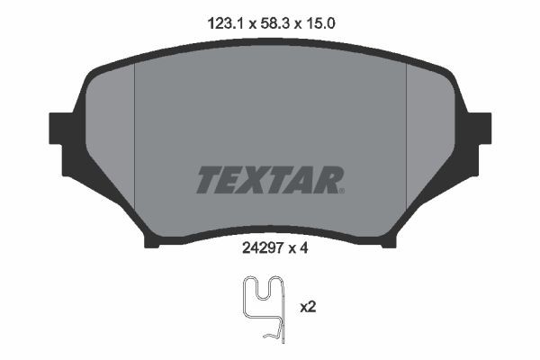 TEXTAR 2429701 Brake pad set not prepared for wear indicator, with accessories