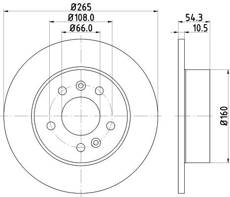 MINTEX MDC1396 Brake disc 265x10,5mm, 05/07x108, solid