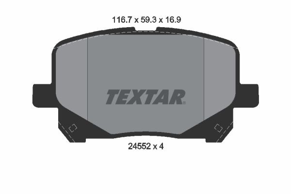 24522 TEXTAR not prepared for wear indicator Height: 59,5mm, Width: 116,1mm, Thickness: 16,9mm Brake pads 2452201 buy