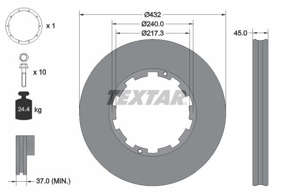 TEXTAR 93145600 Bremsscheibe für DAF CF 65 LKW in Original Qualität
