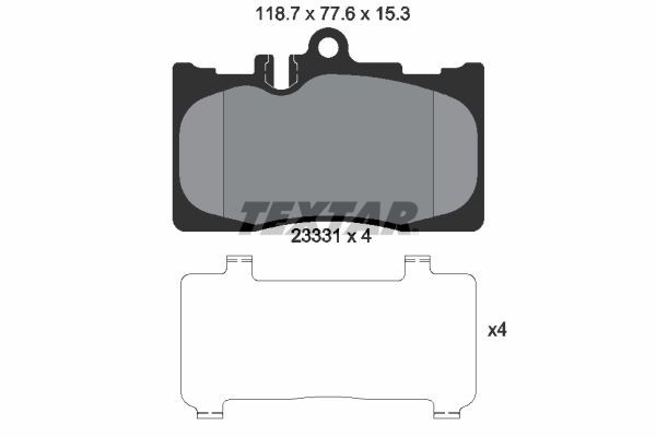 23331 TEXTAR prepared for wear indicator Height: 77,7mm, Width: 118,4mm, Thickness: 16mm Brake pads 2333102 buy