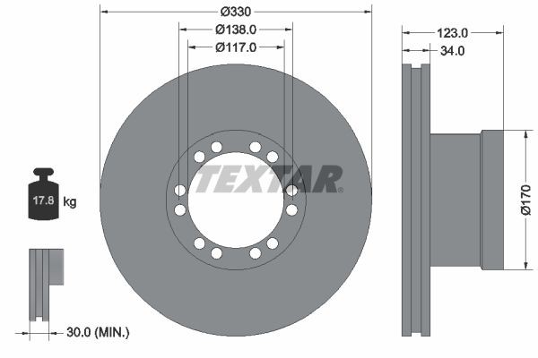 TEXTAR 93142400 Bremsscheibe für DAF LF 45 LKW in Original Qualität