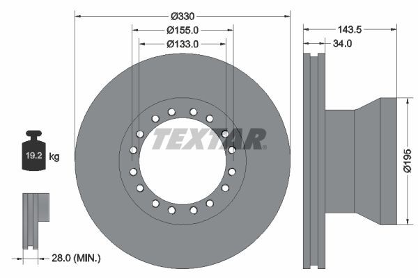 TEXTAR 93142500 Bremsscheibe für DAF LF 45 LKW in Original Qualität