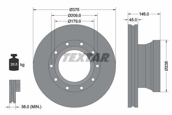 TEXTAR 93142800 Bremsscheibe für DAF LF 55 LKW in Original Qualität