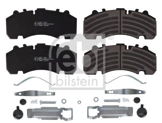 FEBI BILSTEIN 16606 Brake pad set Front Axle, Rear Axle, excl. wear warning contact, with fastening material