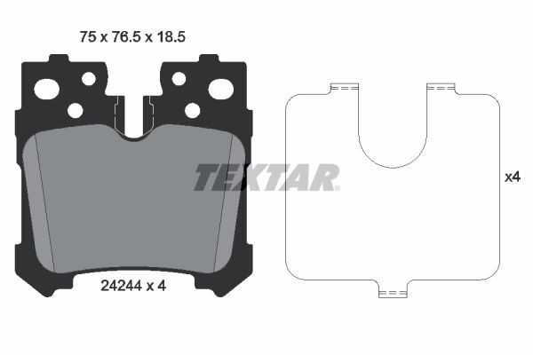 24244 TEXTAR prepared for wear indicator Height: 76,5mm, Width: 74,5mm, Thickness: 18,5mm Brake pads 2424401 buy
