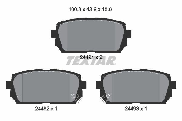 TEXTAR 2449101 Brake pad set with acoustic wear warning