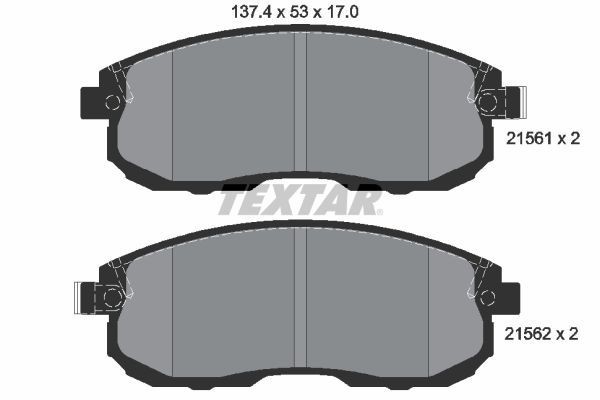 21561 TEXTAR with acoustic wear warning Height: 53mm, Width: 137,2mm, Thickness: 17mm Brake pads 2156201 buy
