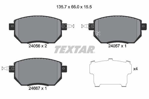 TEXTAR 2405601 Brake pad set with acoustic wear warning