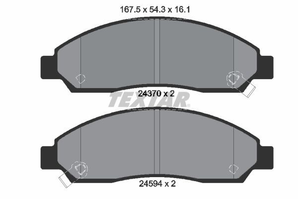 24370 TEXTAR with acoustic wear warning Height: 54,3mm, Width: 167,4mm, Thickness: 16,1mm Brake pads 2437001 buy