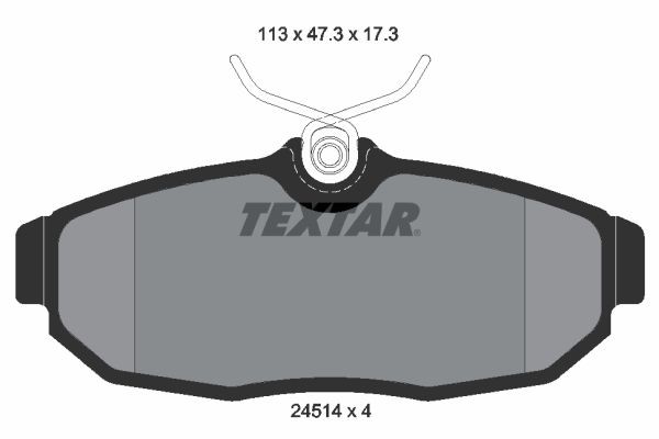 24514 TEXTAR not prepared for wear indicator Height: 46,8mm, Width: 112,7mm, Thickness: 17,3mm Brake pads 2451401 buy