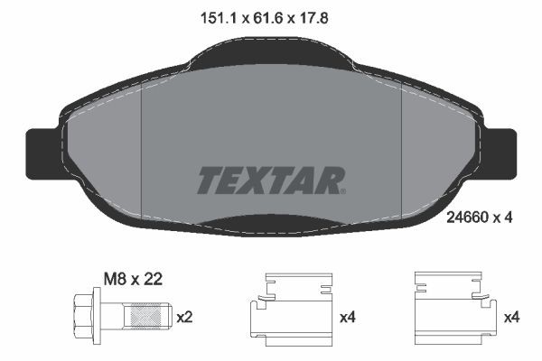 Kit pastiglie freno TEXTAR 2466001 - Peugeot 5008 Tuning pezzi di ricambio comprare
