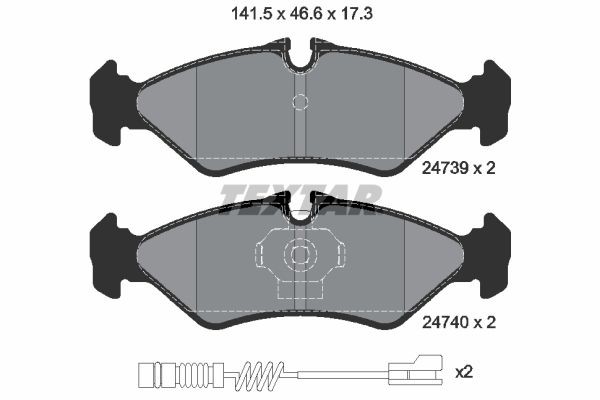 21621 TEXTAR incl. wear warning contact Height: 46,6mm, Width: 141,5mm, Thickness: 17,3mm Brake pads 2473901 buy