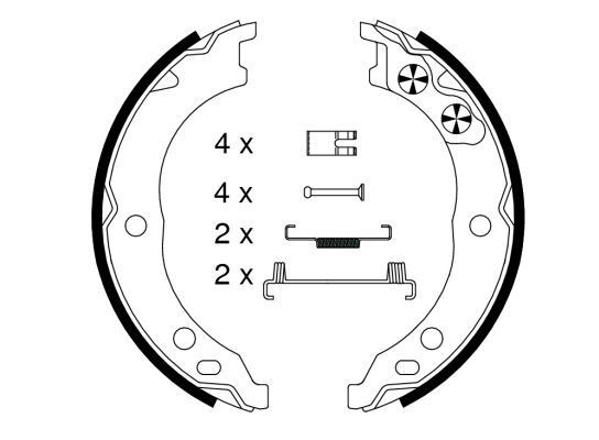 91064800 TEXTAR Parking brake shoes CITROËN without handbrake lever, with accessories