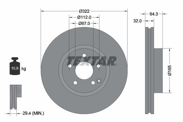 Mercedes E-Class Brake discs and rotors 7681385 TEXTAR 92163500 online buy