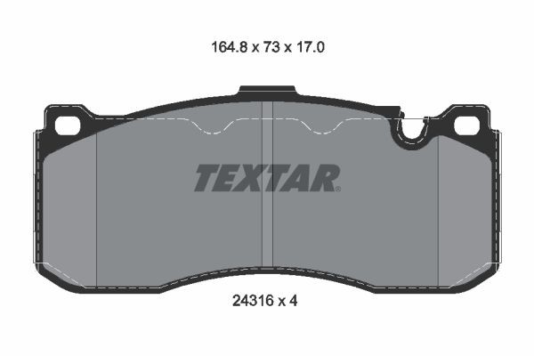 2431617004 TEXTAR für Verschleißwarnanzeiger vorbereitet Höhe: 73mm, Breite: 163mm, Dicke/Stärke: 17mm Bremsbelagsatz 2431601 günstig kaufen