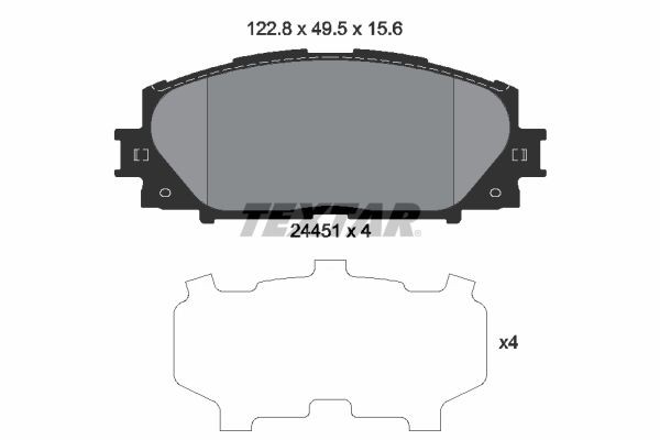 24451 TEXTAR not prepared for wear indicator Height: 49,6mm, Width: 122,8mm, Thickness: 15,6mm Brake pads 2445101 buy