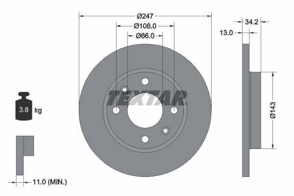 Original 92092803 TEXTAR Brake disc kit PEUGEOT