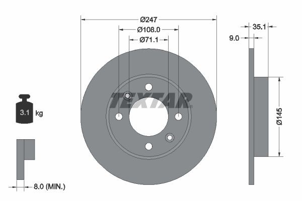Original TEXTAR 98200 1117 0 1 PRO Brake disc kit 92111703 for PEUGEOT 307