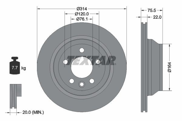 Original TEXTAR 98200 1219 0 1 PRO Brake disc kit 92121903 for VW TOUAREG