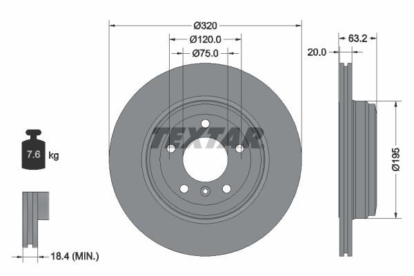 Original 92122703 TEXTAR Brake disc kit BMW