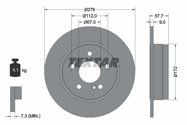 Original TEXTAR 98200 1631 0 1 PRO Brake disc kit 92163103 for MERCEDES-BENZ C-Class